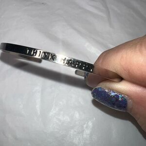 MantraBand Silver Tone “Think Happy” Thin Cuff Bracelet